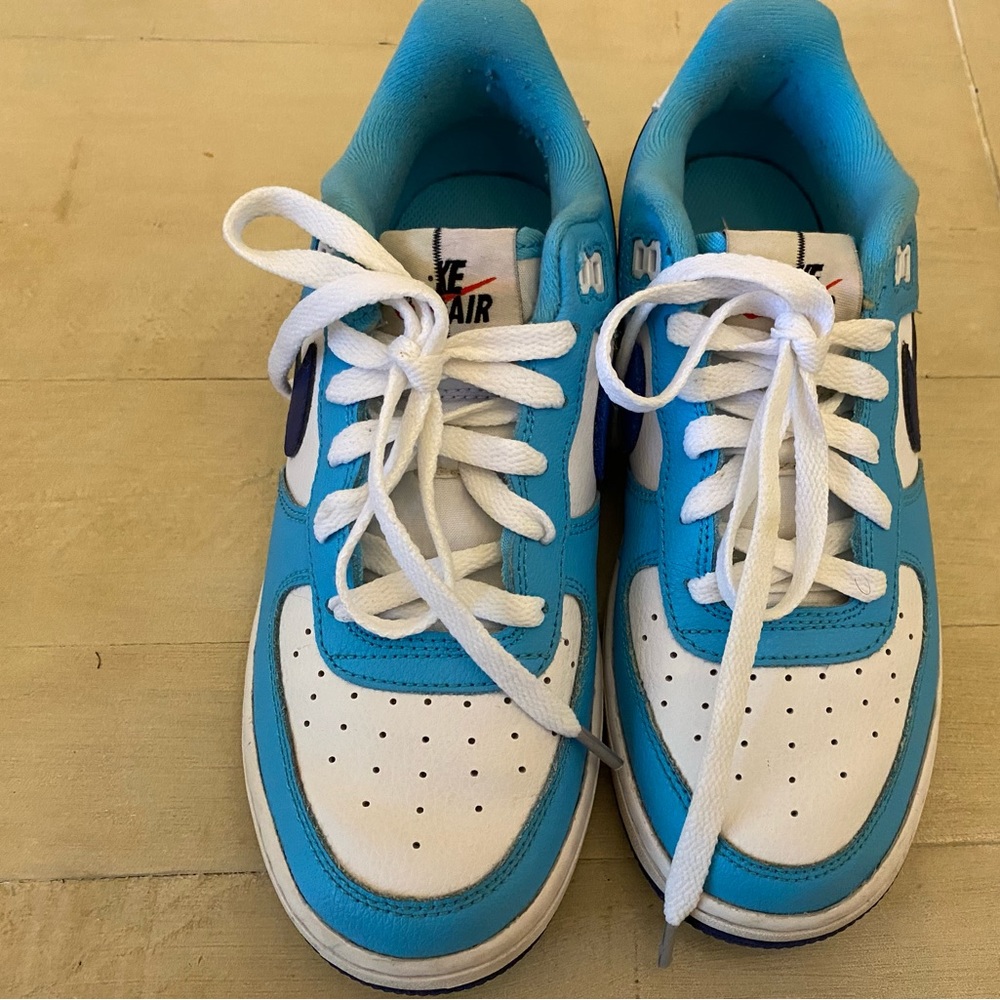Blue and white Nike Air kids shoes Size 5Y